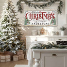 Add a playful touch to your holiday decor with this vintage cottage-style “Welcome to Christmas” sign by Toe Fish Art. Available in pink & green or classic red & green, featuring gingerbread house or snowman designs with Christmas trees. Personalizable canvas or outdoor metal sign, perfect for entryways, porches, mantels, or living spaces. Brings festive charm and whimsy to any home or seasonal celebration.