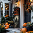 Create eye-catching fall decorations featuring this Personalized Haunted House Sign with "Welcome to Halloween" and your family name. Set the scene for trick-or-treaters and costume parties with spooky charm for indoor or outdoor spaces. Toe Fish Art specializes in Holiday and Seasonal home decor for indoor and outdoor living spaces, in framed canvas, hardwood shiplap, or outdoor metal. Each piece is expertly constructed by American artisans with genuine craftsmanship, heritage quality, and rustic charm.