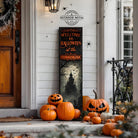 Create eye-catching fall decorations featuring this Personalized Haunted House Sign with "Welcome to Halloween" and your family name. Set the scene for trick-or-treaters and costume parties with spooky charm for indoor or outdoor spaces. Toe Fish Art specializes in Holiday and Seasonal home decor for indoor and outdoor living spaces, in framed canvas, hardwood shiplap, or outdoor metal. Each piece is expertly constructed by American artisans with genuine craftsmanship, heritage quality, and rustic charm.
