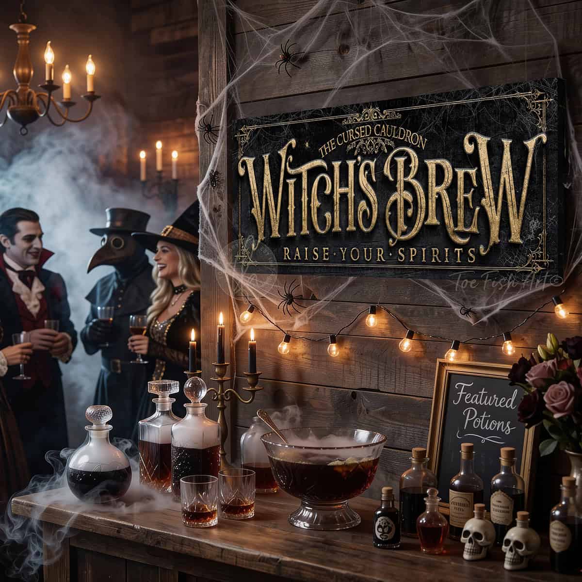 Create the ultimate Halloween home bar, coffee station, or porch display with this Witch’s Brew Personalized Halloween Sign sign from Toe Fish Art, built for interior and exterior spaces. Choose between premium framed canvas or durable outdoor metal. Toe Fish Art makes artisan wall art with American materials. Proudly Made in the USA, each piece is expertly constructed with genuine craftsmanship, heritage quality, and rustic charm.