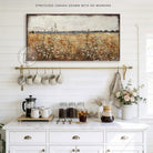 This rustic cottage wall art features lush wildflowers dancing across a vintage floral landscape, evoking warmth and natural beauty. Add optional bible verse "Be Still And Know That I Am God"—Psalm 46:10 for meaningful faith-based decor. Be surrounded by decor you LOVE! Choose premium framed canvas or durable outdoor metal. Toe Fish Art makes artisan wall art with American materials. Proudly Made in the USA, each piece is expertly constructed with genuine craftsmanship, heritage quality, and rustic charm.