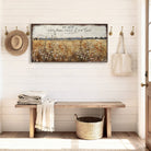 This rustic cottage wall art features lush wildflowers dancing across a vintage floral landscape, evoking warmth and natural beauty. Add optional bible verse "Be Still And Know That I Am God"—Psalm 46:10 for meaningful faith-based decor. Be surrounded by decor you LOVE! Choose premium framed canvas or durable outdoor metal. Toe Fish Art makes artisan wall art with American materials. Proudly Made in the USA, each piece is expertly constructed with genuine craftsmanship, heritage quality, and rustic charm.