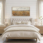 This cottagecore wall art by Toe Fish Art features lush wildflowers in a vintage floral landscape, evoking warmth and natural beauty. Add optional bible verse "Be Still And Know That I Am God"—Psalm 46:10 for meaningful faith-based decor. Be surrounded by decor you LOVE! Choose premium framed canvas or durable outdoor metal. Toe Fish Art makes artisan wall art with American materials. Proudly Made in the USA, each piece is expertly constructed with genuine craftsmanship, heritage quality, and rustic charm.