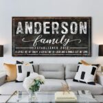 A Little Bit Of Family Sign handmade by ToeFishArt. Original, custom, personalized wall decor signs. Canvas, Wood or Metal. Rustic modern farmhouse, cottagecore, vintage, retro, industrial, Americana, primitive, country, coastal, minimalist.