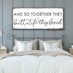 And So Together They Built A Life They Loved Sign handmade by ToeFishArt. Original, custom, personalized wall decor signs. Canvas, Wood or Metal. Rustic modern farmhouse, cottagecore, vintage, retro, industrial, Americana, primitive, country, coastal, minimalist.