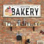 Bakery Sign handmade by ToeFishArt. Original, custom, personalized wall decor signs. Canvas, Wood or Metal. Rustic modern farmhouse, cottagecore, vintage, retro, industrial, Americana, primitive, country, coastal, minimalist.