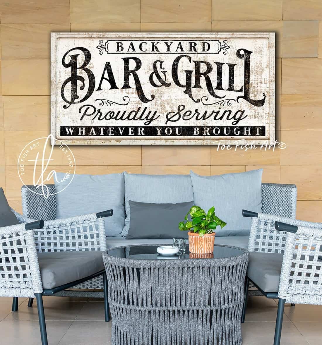 Bar & Grill Personalized Sign - ToeFishArt