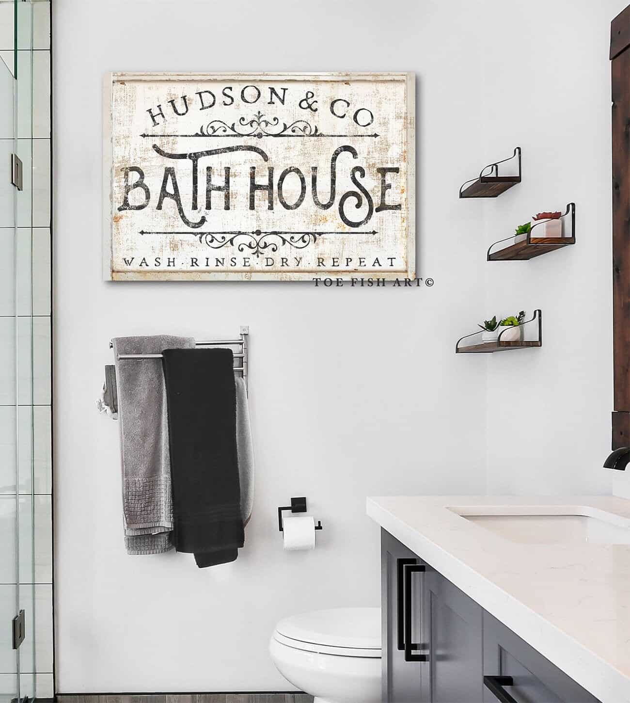 Personalized Bath House Vintage Rustic Sign by ToeFishArt