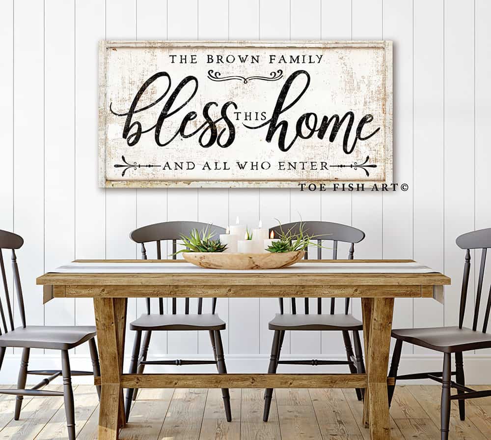 Bless This Home and All Who Enter Personalized Sign - ToeFishArt