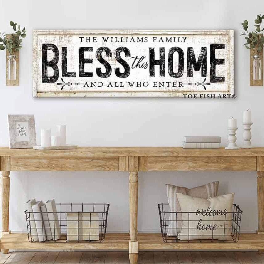 Bless This Home and All Who Enter Personalized Sign - ToeFishArt