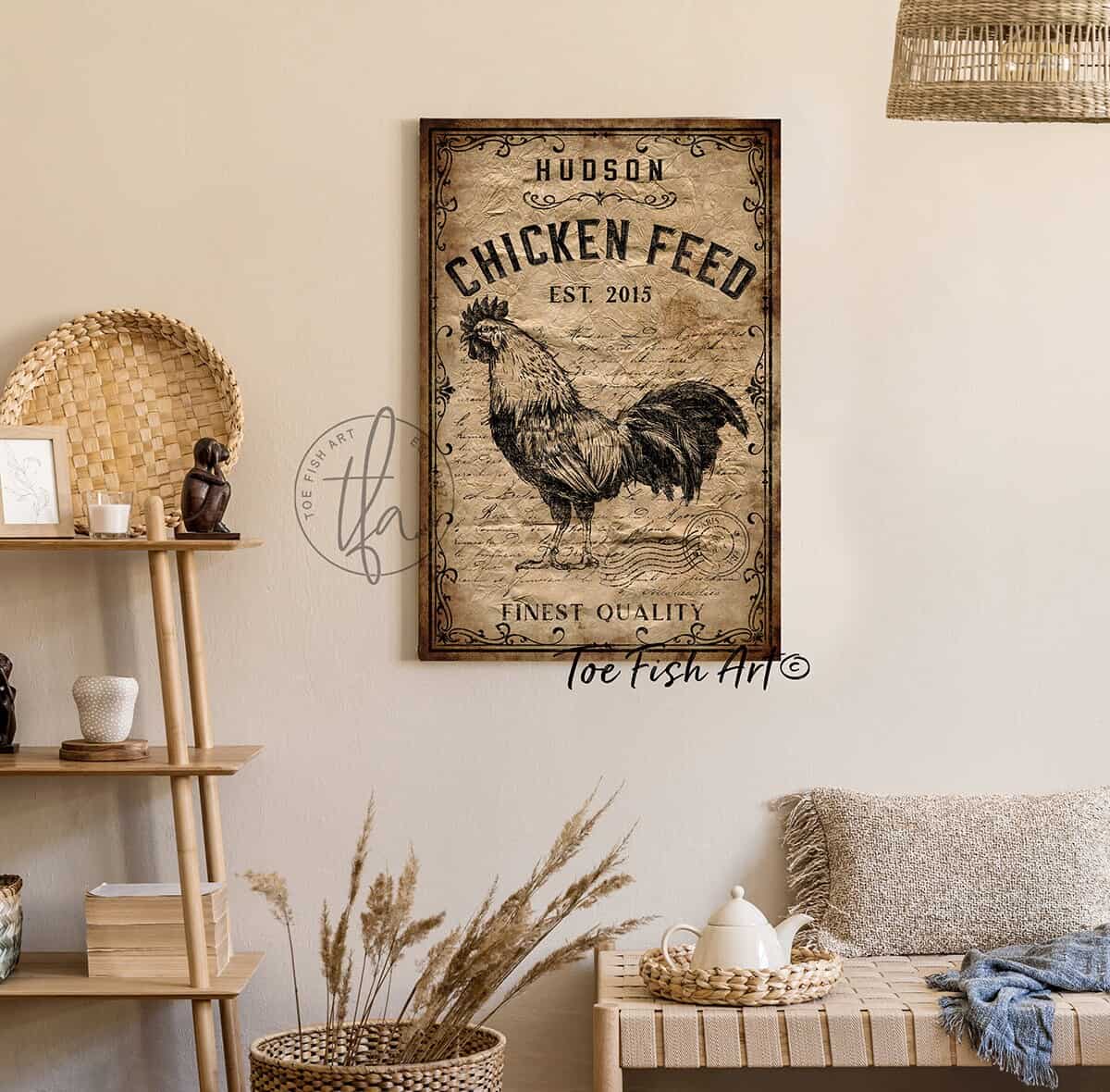 Personalized Old Fashioned Chicken Feed Sign - ToeFishArt