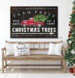 Farm Fresh Christmas Trees Sign handmade by ToeFishArt. Original, custom, personalized wall decor signs. Canvas, Wood or Metal. Rustic modern farmhouse, cottagecore, vintage, retro, industrial, Americana, primitive, country, coastal, minimalist.