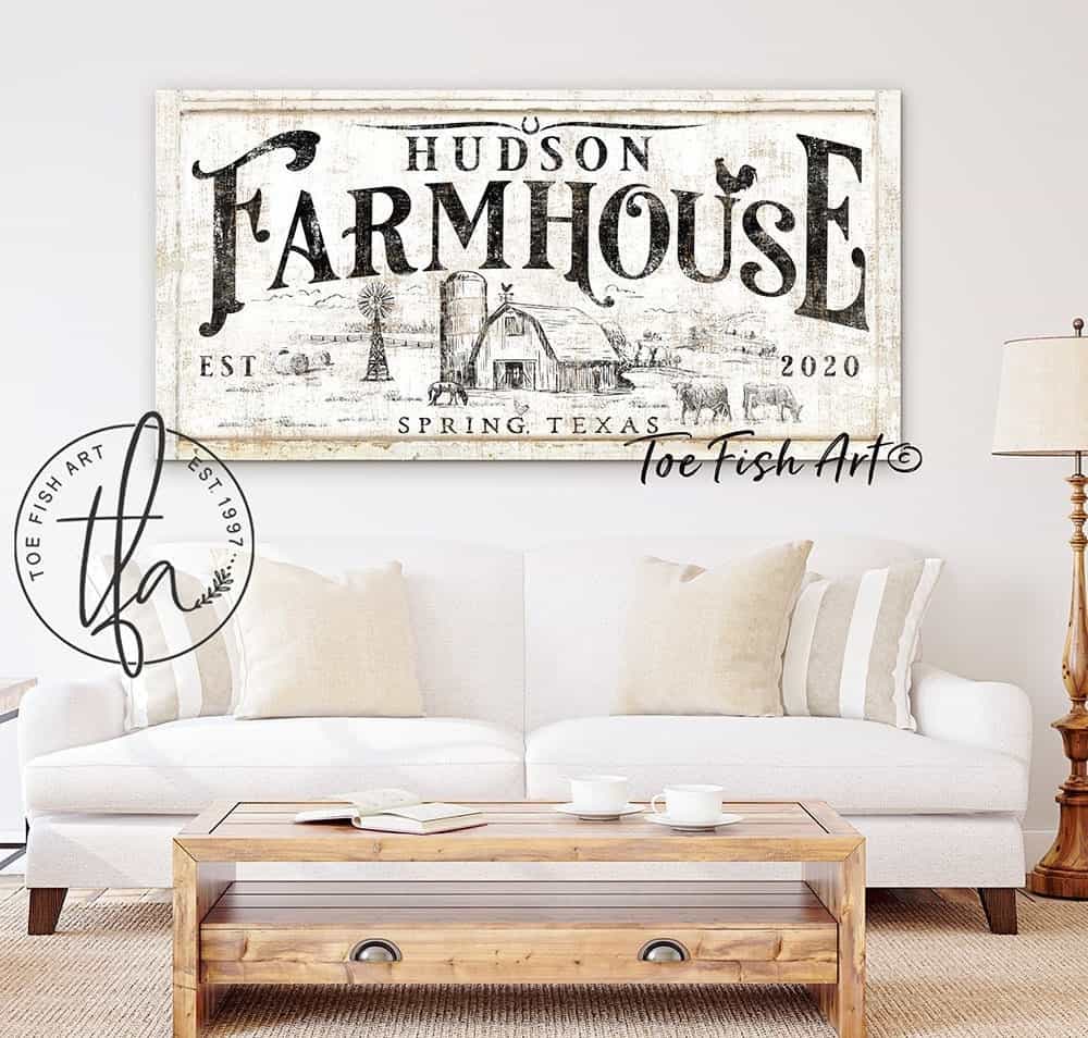 Farmhouse Family Name Personalized Sign by ToeFishArt