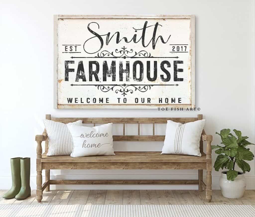 Farmhouse Personalized Family Name & Date Sign, Choice of Wording ...