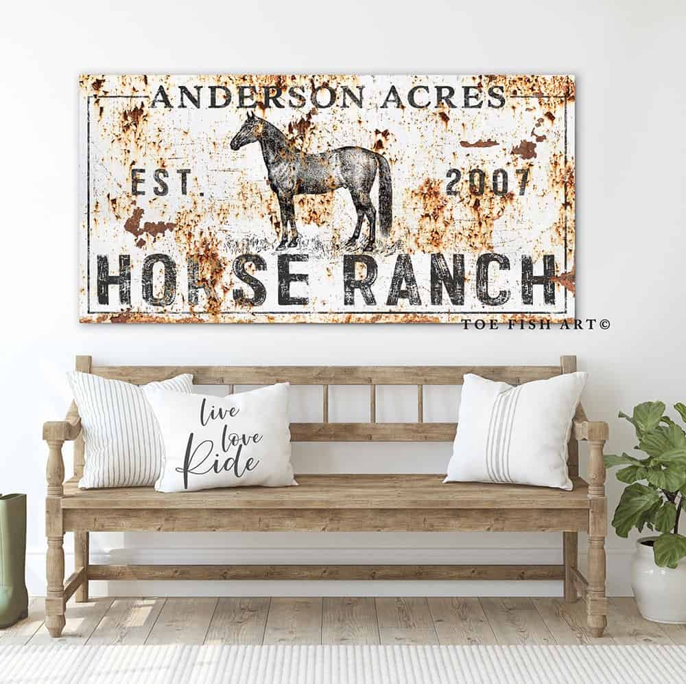 Horse Farm Rustic Personalized Sign - ToeFishArt