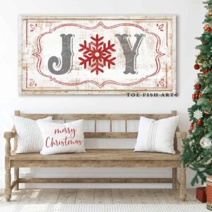 JOY Sign handmade by ToeFishArt. Original, custom, personalized wall decor signs. Canvas, Wood or Metal. Rustic modern farmhouse, cottagecore, vintage, retro, industrial, Americana, primitive, country, coastal, minimalist.