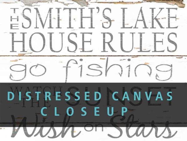 Lake House Rules Sign handmade by ToeFishArt. Original, custom, personalized wall decor signs. Canvas, Wood or Metal. Rustic modern farmhouse, cottagecore, vintage, retro, industrial, Americana, primitive, country, coastal, minimalist.