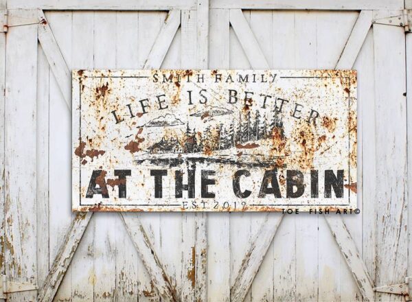 Life is Better in the Country Sign handmade by ToeFishArt. Original, custom, personalized wall decor signs. Canvas, Wood or Metal. Rustic modern farmhouse, cottagecore, vintage, retro, industrial, Americana, primitive, country, coastal, minimalist.