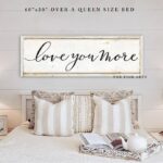 Love You More Sign handmade by ToeFishArt. Original, custom, personalized wall decor signs. Canvas, Wood or Metal. Rustic modern farmhouse, cottagecore, vintage, retro, industrial, Americana, primitive, country, coastal, minimalist.