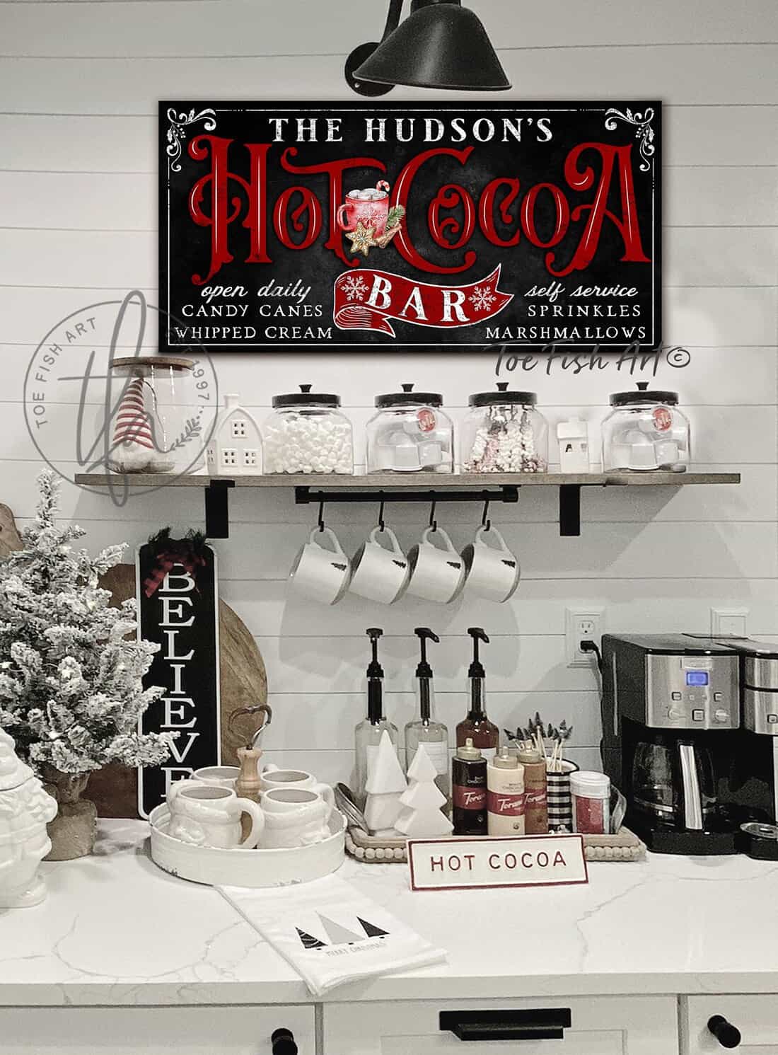 MUCHNEE Personalized Hot Cocoa Bar Round Wooden Sign Decor for Home Bar Pub  Kitchen Farmhouse, Rustic Hot Chocolate Bar Sign, Custom Name Hot Cocoa