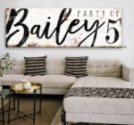 Party Of Sign handmade by ToeFishArt. Original, custom, personalized wall decor signs. Canvas, Wood or Metal. Rustic modern farmhouse, cottagecore, vintage, retro, industrial, Americana, primitive, country, coastal, minimalist.