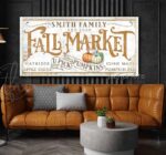 Personalized U Pick Pumpkins Fall Market Sign handmade by ToeFishArt. Original, custom, personalized wall decor signs. Canvas, Wood or Metal. Rustic modern farmhouse, cottagecore, vintage, retro, industrial, Americana, primitive, country, coastal, minimalist.