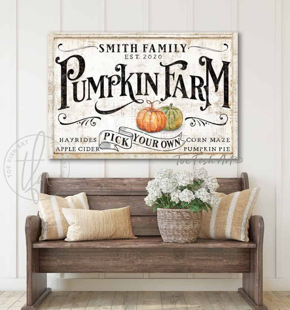 Pick Your Own Pumpkin Farm Personalized Sign - ToeFishArt