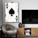 Playing Cards Sign handmade by ToeFishArt. Original, custom, personalized wall decor signs. Canvas, Wood or Metal. Rustic modern farmhouse, cottagecore, vintage, retro, industrial, Americana, primitive, country, coastal, minimalist.