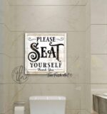 Please Seat Yourself Sign handmade by ToeFishArt. Original, custom, personalized wall decor signs. Canvas, Wood or Metal. Rustic modern farmhouse, cottagecore, vintage, retro, industrial, Americana, primitive, country, coastal, minimalist.