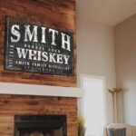 Premium Barrel Aged Whiskey Sign handmade by ToeFishArt. Original, custom, personalized wall decor signs. Canvas, Wood or Metal. Rustic modern farmhouse, cottagecore, vintage, retro, industrial, Americana, primitive, country, coastal, minimalist.