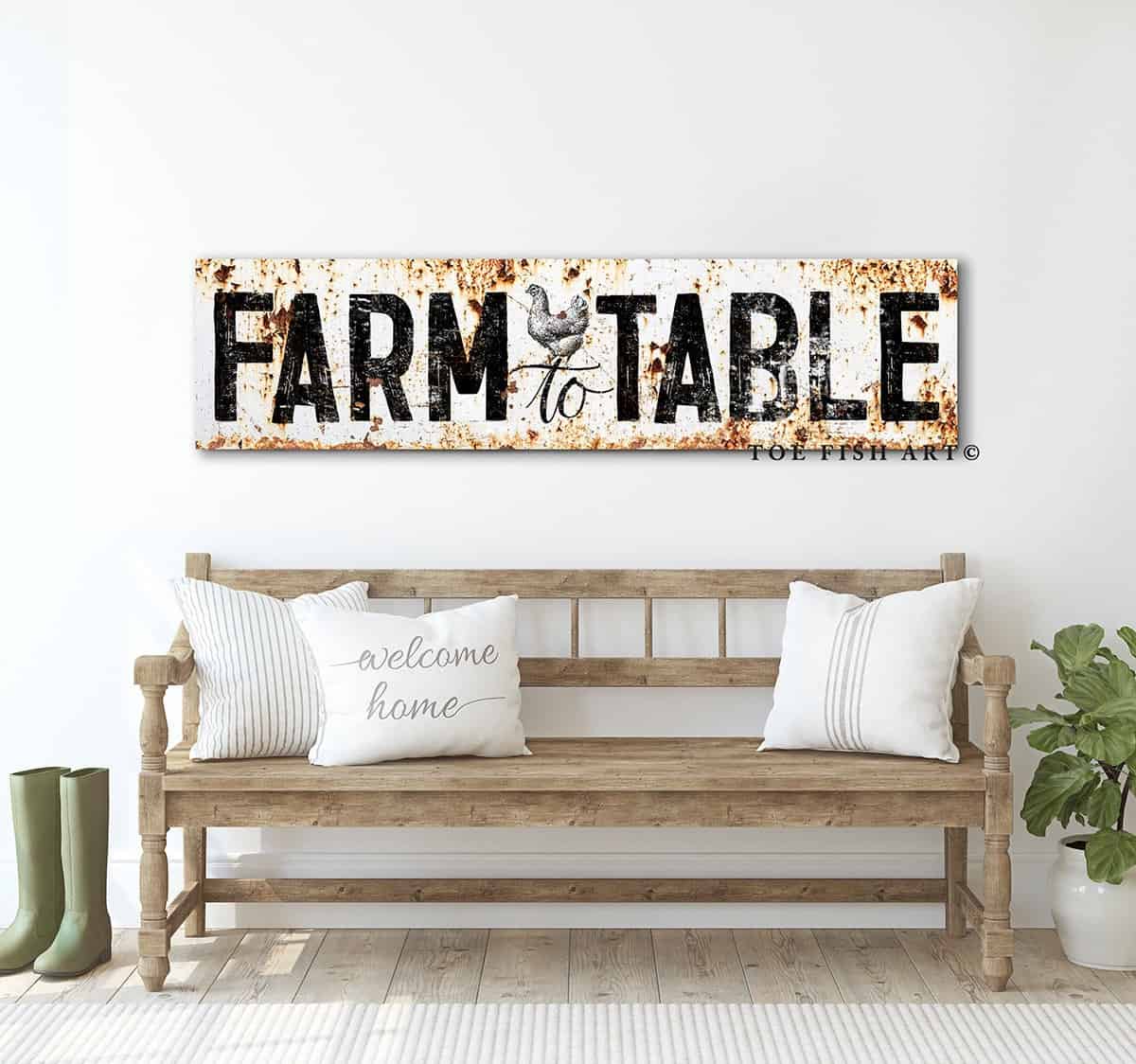 Rustic Farm to Table Sign - ToeFishArt