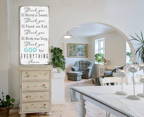 Thank You For the World So Sweet Sign handmade by ToeFishArt. Original, custom, personalized wall decor signs. Canvas, Wood or Metal. Rustic modern farmhouse, cottagecore, vintage, retro, industrial, Americana, primitive, country, coastal, minimalist.