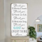 Thank You For the World So Sweet Sign handmade by ToeFishArt. Original, custom, personalized wall decor signs. Canvas, Wood or Metal. Rustic modern farmhouse, cottagecore, vintage, retro, industrial, Americana, primitive, country, coastal, minimalist.