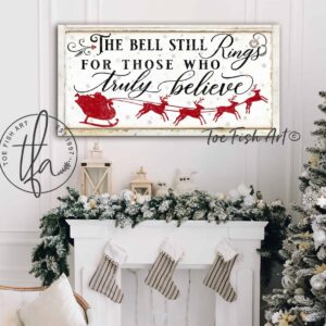 The Bell Still Rings Sign handmade by ToeFishArt. Original, custom, personalized wall decor signs. Canvas, Wood or Metal. Rustic modern farmhouse, cottagecore, vintage, retro, industrial, Americana, primitive, country, coastal, minimalist.