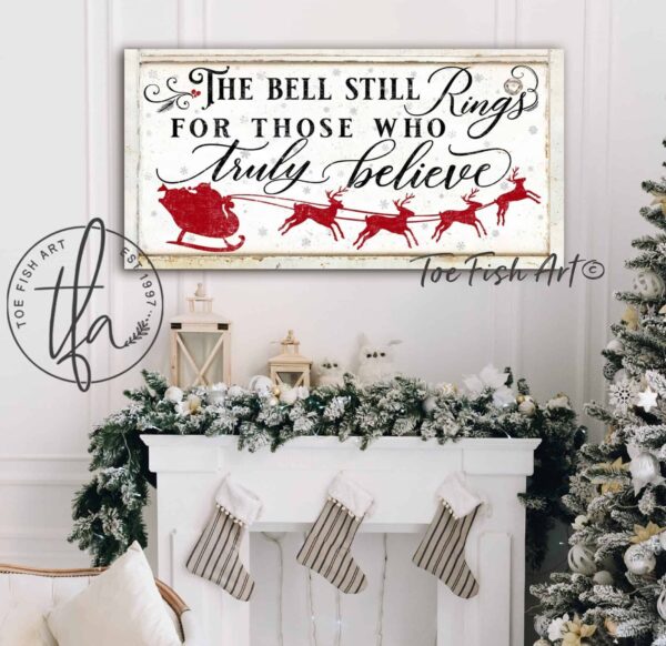 The Bell Still Rings Sign handmade by ToeFishArt. Original, custom, personalized wall decor signs. Canvas, Wood or Metal. Rustic modern farmhouse, cottagecore, vintage, retro, industrial, Americana, primitive, country, coastal, minimalist.