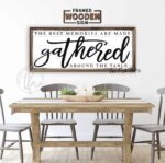 The Best Memories are Made Gathered Sign handmade by ToeFishArt. Original, custom, personalized wall decor signs. Canvas, Wood or Metal. Rustic modern farmhouse, cottagecore, vintage, retro, industrial, Americana, primitive, country, coastal, minimalist.