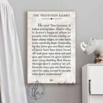 The Velveteen Rabbit Sign handmade by ToeFishArt. Original, custom, personalized wall decor signs. Canvas, Wood or Metal. Rustic modern farmhouse, cottagecore, vintage, retro, industrial, Americana, primitive, country, coastal, minimalist.