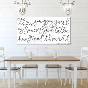 Then Sings My Soul Sign handmade by ToeFishArt. Original, custom, personalized wall decor signs. Canvas, Wood or Metal. Rustic modern farmhouse, cottagecore, vintage, retro, industrial, Americana, primitive, country, coastal, minimalist.