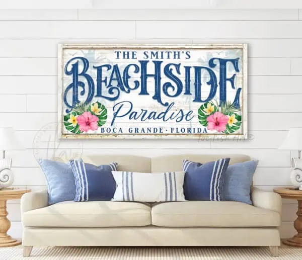 Beachside Paradise Personalized Sign Wall Decor by ToeFishArt