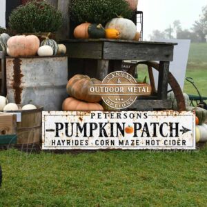 Pick Your Own Pumpkin Patch Sign Personalized handmade by ToeFishArt in Canvas or Exterior Outdoor Metal. Original, custom, personalized wall decor signs. Canvas, Wood or Metal. Rustic modern farmhouse, cottagecore, vintage, retro, industrial, Americana, primitive, country, coastal, minimalist.