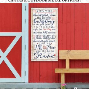 Star Spangled Banner Sign handmade by ToeFishArt. Original, custom, personalized wall decor signs. Canvas, Wood or Metal. Rustic modern farmhouse, cottagecore, vintage, retro, industrial, Americana, primitive, country, coastal, minimalist.