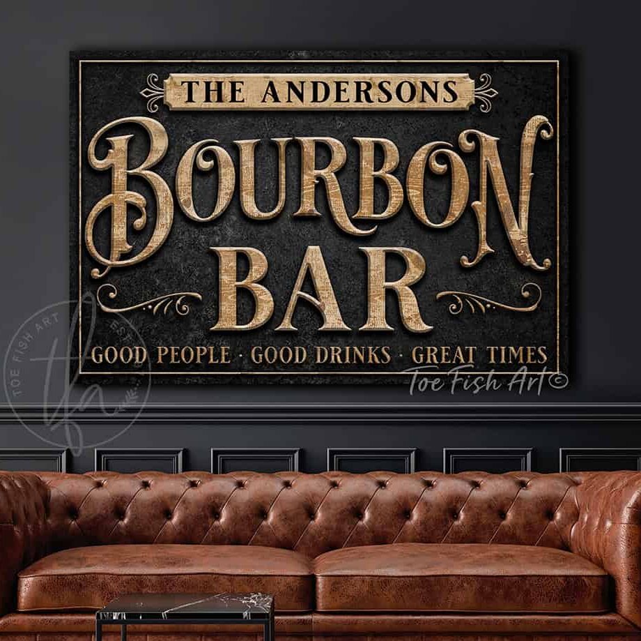 Bourbon Bar Personalized Indoor or Outdoor Sign - ToeFishArt