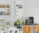 Welcome To My Kitchen Sign handmade by ToeFishArt. Original, custom, personalized wall decor signs. Canvas, Wood or Metal. Rustic modern farmhouse, cottagecore, vintage, retro, industrial, Americana, primitive, country, coastal, minimalist.