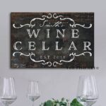 Wine Cellar Sign handmade by ToeFishArt. Original, custom, personalized wall decor signs. Canvas, Wood or Metal. Rustic modern farmhouse, cottagecore, vintage, retro, industrial, Americana, primitive, country, coastal, minimalist.