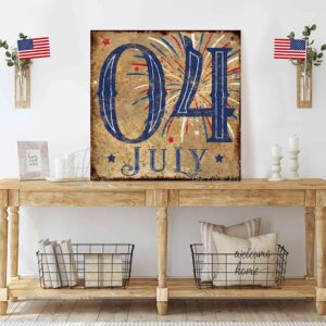 Toe Fish Art 4th of July Sign Vintage Fourth Of July Decor handmade by ToeFishArt. Original, custom, personalized wall decor signs. Canvas, Wood or Metal. Rustic modern farmhouse, cottagecore, vintage, retro, industrial, Americana, primitive, country, coastal, minimalist.