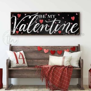 ToeFishArt Be My Valentine sign Valentine's Day Seasonal Decoration Decor Gift with color options Front Door Entryway Welcome Celebrate the Season of Love Holiday handmade by ToeFishArt. Toe Fish Art is a woman-owned USA business handcrafting custom indoor and outdoor decor in the United States of America, American made for decades. Original, custom, personalized wall decor signs. Canvas, Wood or Metal. Rustic modern farmhouse, cottagecore, vintage, retro, industrial, Americana, primitive, country, coastal, minimalist.