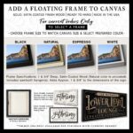 ToeFishArt solid wood Floating Frames for Canvas signs in choice of colors (details and specs)