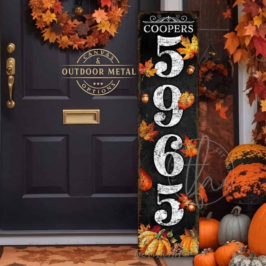 House Number Door Greeter Fall Decor - ToeFishArt