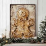 Toe Fish Art Vintage Gingerbread Man and Woman Artwork, Rustic Cottage Country Christmas Holiday Winter Seasonal Wall Decor vertical signs, handmade in the USA from start to finish! Stylish and timeless seasonal winter wall decor. Handmade in the USA by ToeFishArt, and built to last a lifetime by the Toe Fish Art family artisans. This sweet gingerbread couple brings nostalgic Christmas magic to your cozy kitchen or fireplace mantel. Toe Fish Art's original painting adds unique eye-catching decor indoors or outdoors. Great outdoor holiday curb appeal! Christmas welcome entryway porch or living room fireplace hearth or mantel wall hanging or shelf sitter. Original, custom, personalized wall decor signs. Canvas, Wood or Metal. Rustic modern farmhouse, cottagecore, vintage, retro, industrial, Americana, primitive, country, coastal, minimalist.