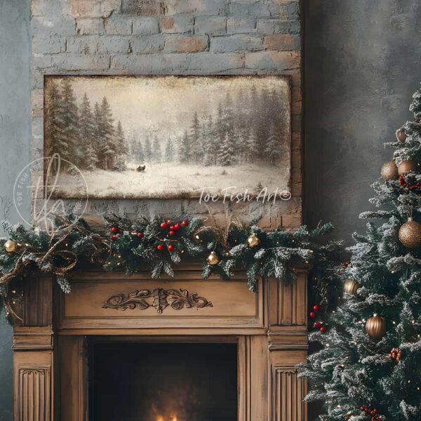 Toe Fish Art Rustic Snowy Winter Forest Sleigh Ride Landscape, Vintage Wall Art Painting, Christmas Holiday Seasonal Decor handmade in Canvas or Outdoor Metal. Rustic Primitive Country Cottage Christmas wall art handcrafted in durable high-quality canvas or outdoor weatherproof solid aluminum metal, handmade in the USA from start to finish! Beautiful, stylish and timeless seasonal winter wall decor. Handcrafted in the USA by ToeFishArt, and built to last a lifetime by the Toe Fish Art family artisans. This beautiful original painting of a nostalgic winter landscape sleigh ride scene adds unique eye-catching decor indoors or outdoors. Add instant outdoor seasonal curb appeal! Christmas welcome entryway porch or living room fireplace hearth or mantel wall hanging or shelf sitter. Original, custom, personalized wall decor signs. Canvas, Wood or Metal. Rustic modern farmhouse, cottagecore, vintage, retro, industrial, Americana, primitive, country, coastal, minimalist. Toe Fish Art is a USA small family woman owned business making beautiful decor since 1997.